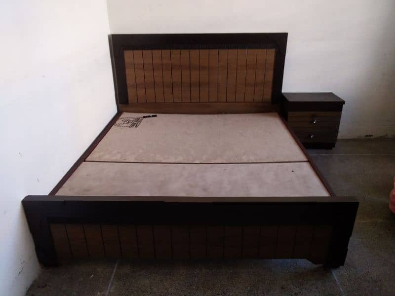 King Size Bed with Side Table  & 72x78 Alkhair Mattress for Sale 7