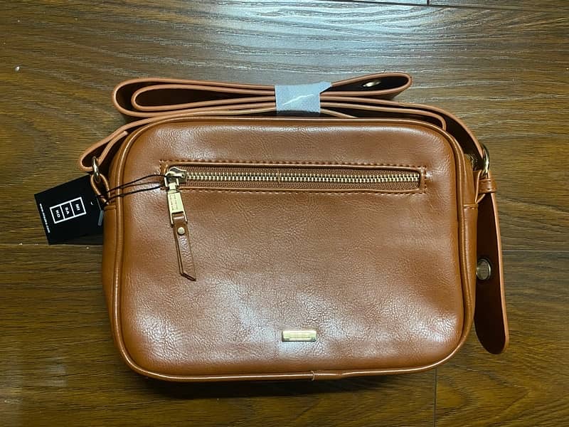 imported camel brown cross body brand new tagged bag for sale 6