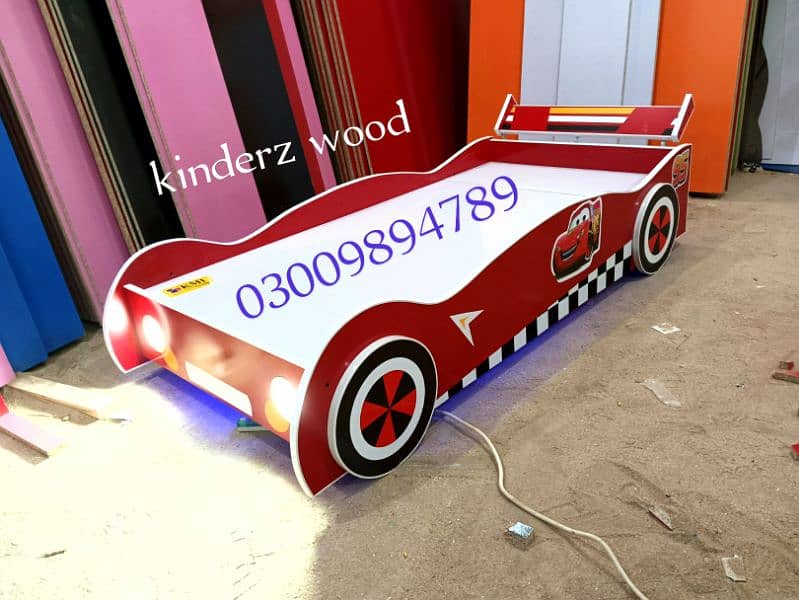 kids car bed with front and floor LED lights 2