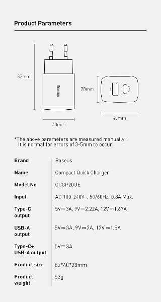 Baseus PD 20W Dual Port USB Type C Charger Apple iPhone 13 Samsung S21 7