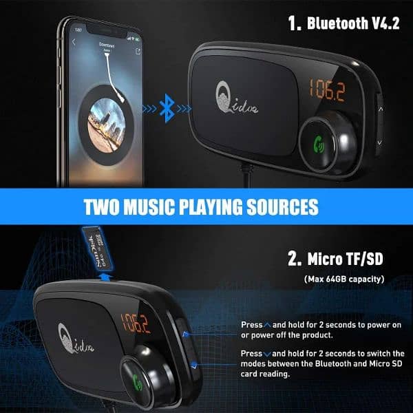 Qidoe Car Radio Audio Adapter MP3 Music Player Hands-free Car Kit 12