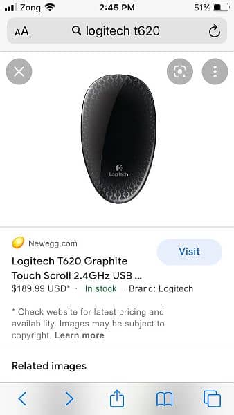 Logitech Touch Mouse T620 with Full Touch Surface for Windows 8 - 0