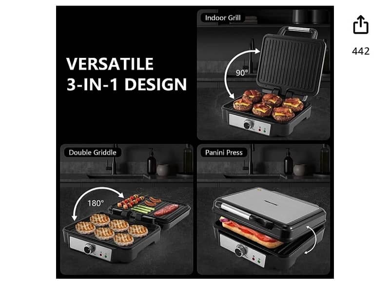 Premium Quality Grill, Non-Stick Surface, Aluminum, Stainless Steel. 4