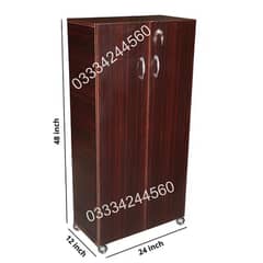 wooden 4x2 feet Five shelfs two door shoe rack, Cupboard wardrobe