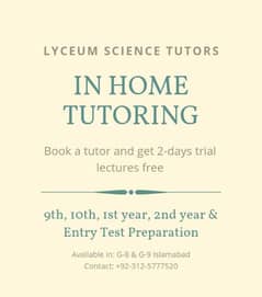 In Home Tutoring / Home Tuition / Science Tutors