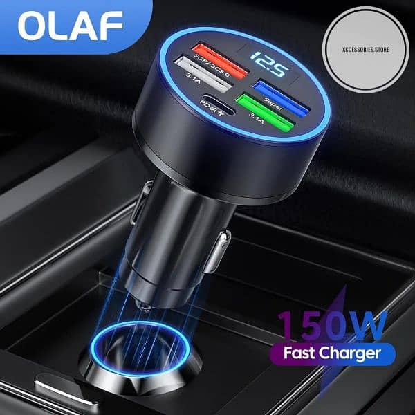 Olaf 5usb PD 150W Car Charger Type C Fast Charging Auto Mobile Charger 0