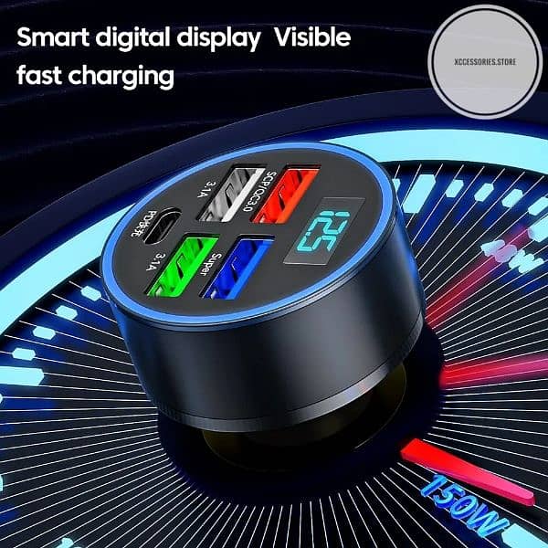 Olaf 5usb PD 150W Car Charger Type C Fast Charging Auto Mobile Charger 5