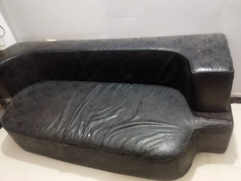 Sofa cum bed black leather 1