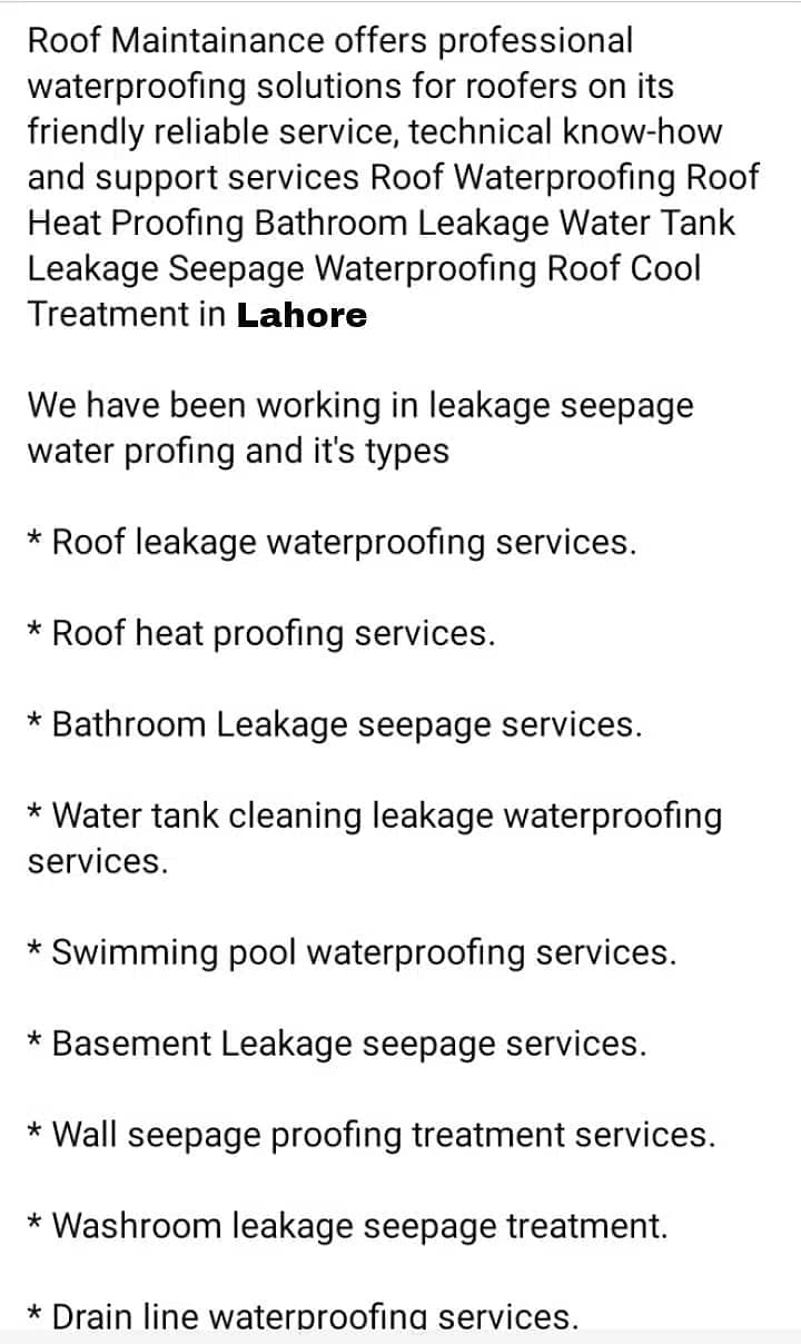 Bathroom Leakage, Seepage. Roof Waterproofing, Roof Heat Proofing, 4