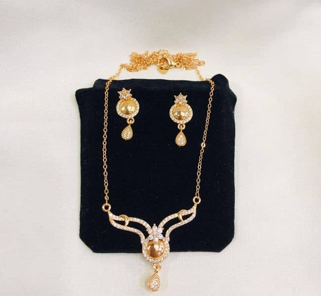 1 carat gold plated necklace set for sale 0
