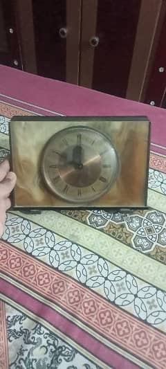 Antique Metamec England Table Clock Marble Brass vintage