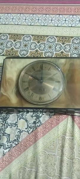 Antique Metamec England Table Clock Marble Brass vintage 1