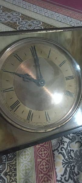 Antique Metamec England Table Clock Marble Brass vintage 3