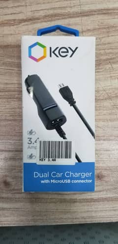 Key Car Charger 3.4A Dual With Micro USB Connector - Black