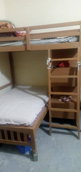 Bunk bed for sell pure wooden with 6 drawrs and book shelves 0