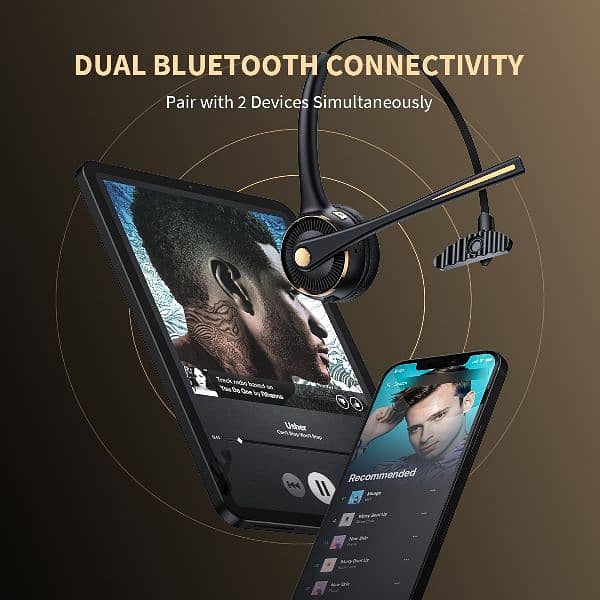 trucker headset wireless Bluetooth calling headset bh M9 2 device conc 3