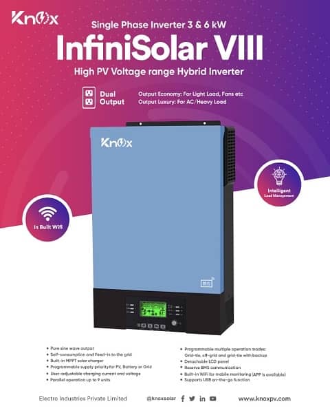 New InfiniSolar 6kw Pv7500 Dual Output Wifi BMS Hybrid Solar Inverter 3