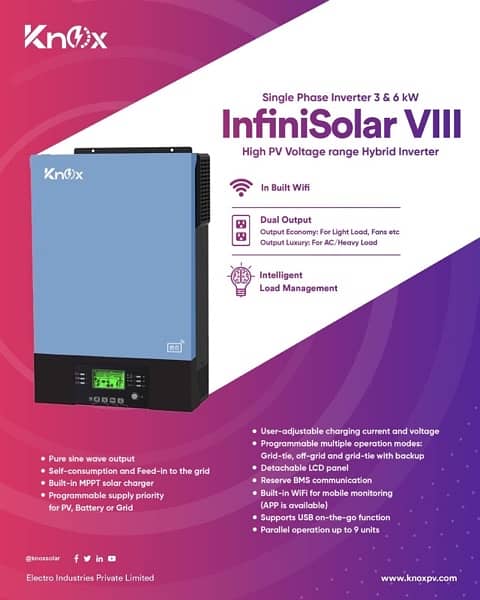 New InfiniSolar 6kw Pv7500 Dual Output Wifi BMS Hybrid Solar Inverter 7