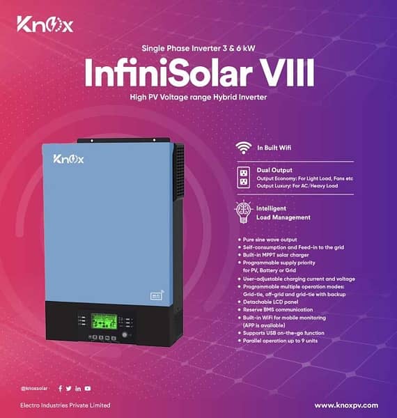 New InfiniSolar 6kw Pv7500 Dual Output Wifi BMS Hybrid Solar Inverter 8