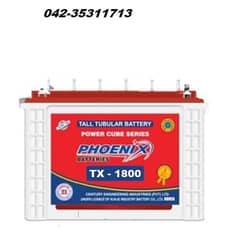 Phoenix Tall Tubular Battery -TX 1800 – True Deep Cycle – 1Year Warnty