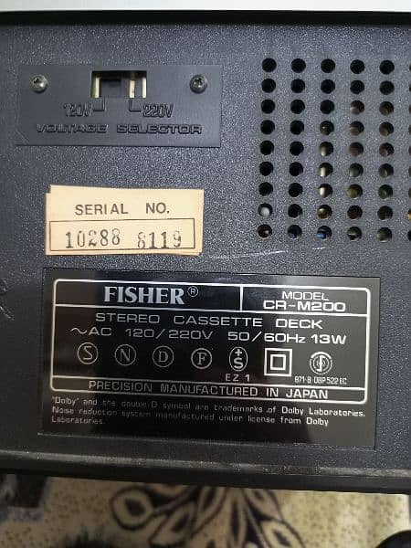 Original Japan Fisher Stereo system with Emplyfire. And Toshiba VCR vc 2