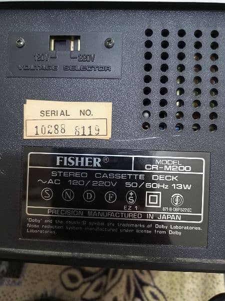 Original Japan Fisher Stereo system with Emplyfire. And Toshiba VCR vc 3