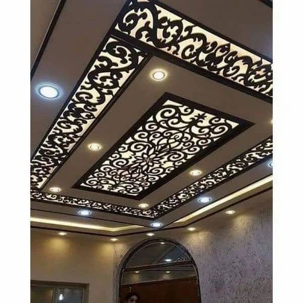 CNC false ceiling,gypsum board ceiling,vinyl floor,wooden floor,epoxy. 1