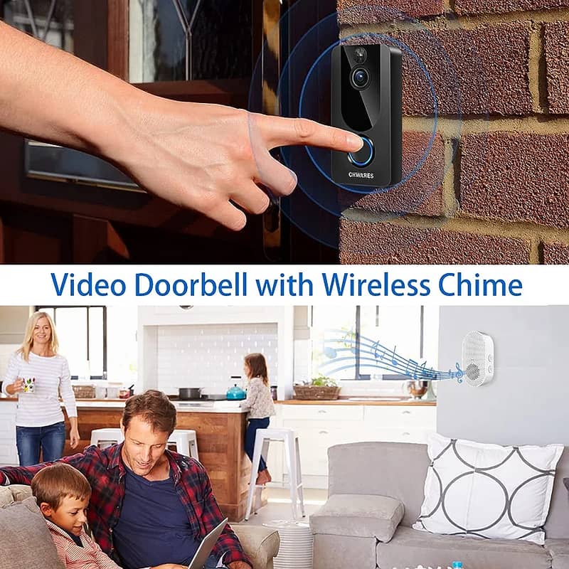 CHWARES Video Doorbell Camera with Chime, 1080p HD 8