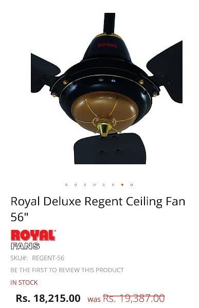 Royal Deluxe Regent Ceiling Fan 56" 1