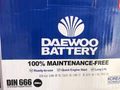 Daewoo DIN-666 100% Maintenance Free battery 1 year warranty