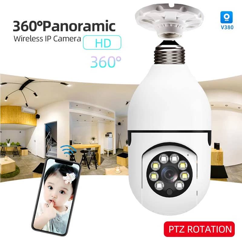 V380 Bulb Camera wifi 360 Rotate Night vision 2 way talk video Record 7