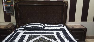 wooden bed with sides tables  well condition