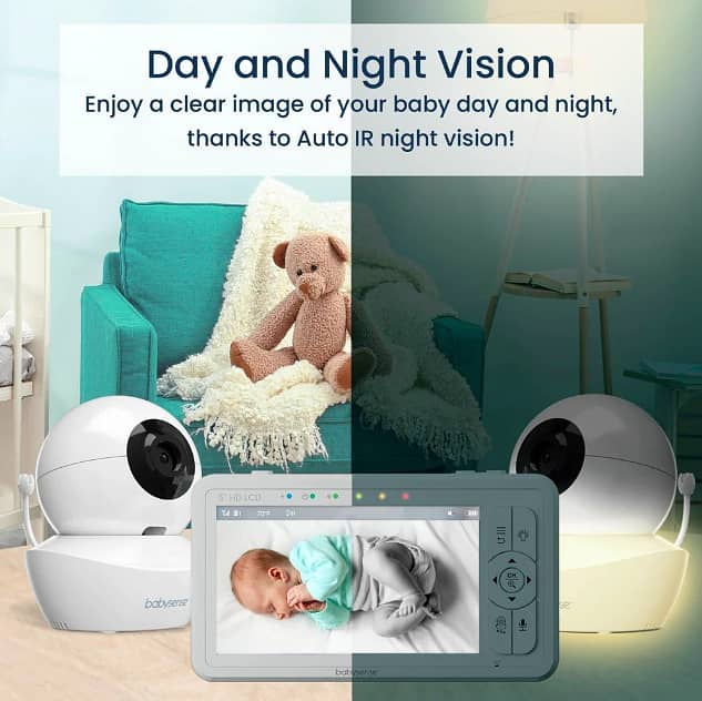 Babysense 5" HD Split-Screen Baby Monitor, Video Baby Monitor with Cam 5