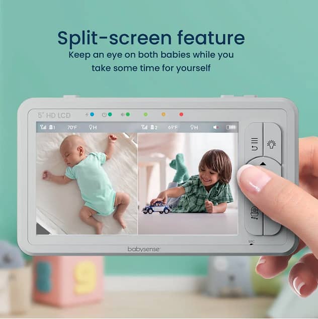 Babysense 5" HD Split-Screen Baby Monitor, Video Baby Monitor with Cam 7