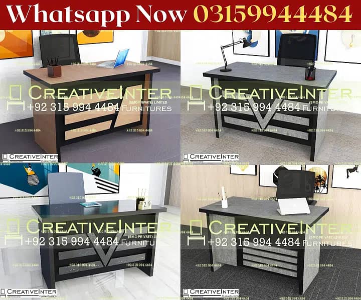 Office table front desk chair sofa metal 4 person laptop study gaming 3