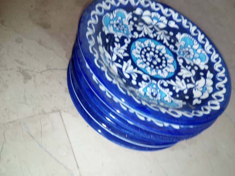 Original Multani Blue potery plates (6) medium size 0