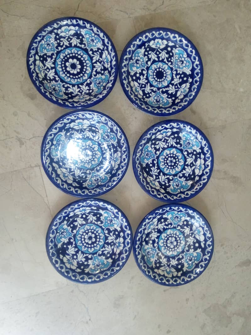 Original Multani Blue potery plates (6) medium size 1