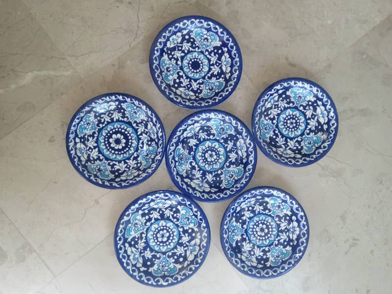 Original Multani Blue potery plates (6) medium size 2