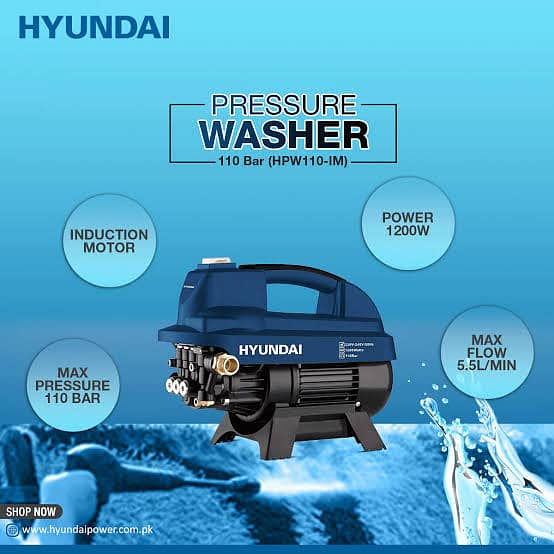 HYUNDAI High Pressure Car Washer Machine - 110 Bar, Induction Motor 9