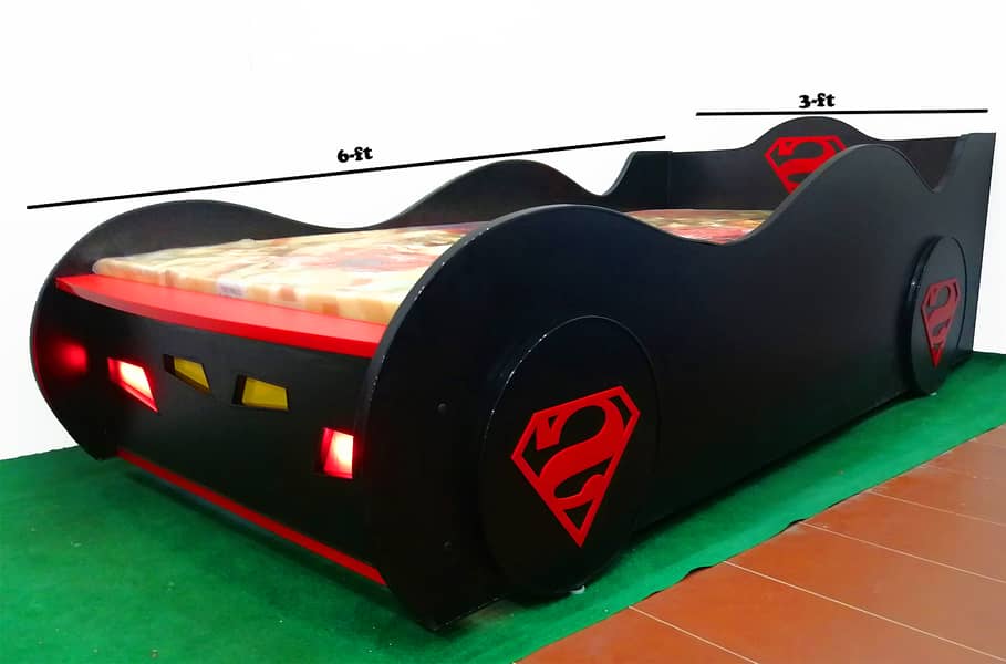 Superman Brand New Single Car Bed for Boys, Factory Outlet 4