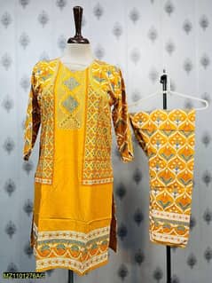 3D block printed 2 PCs linen suit