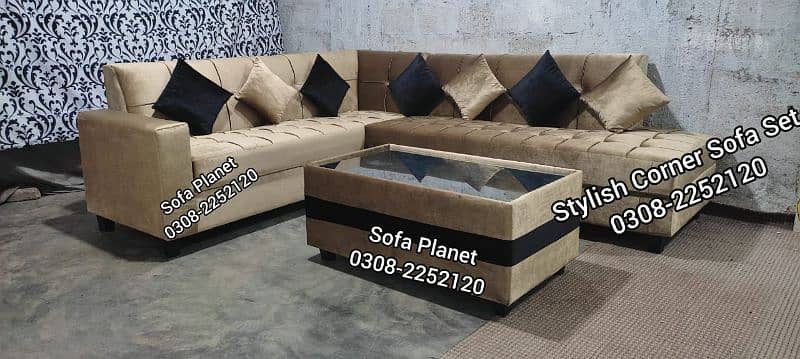 5 seater L shape corner sofa set with 5 cushions complementary 2
