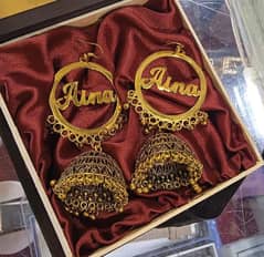 Gold Plated Customised Name Earrings.