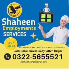 we provide Cook | Driver | Maid | Helper | Office Boy | Baby Sitter |