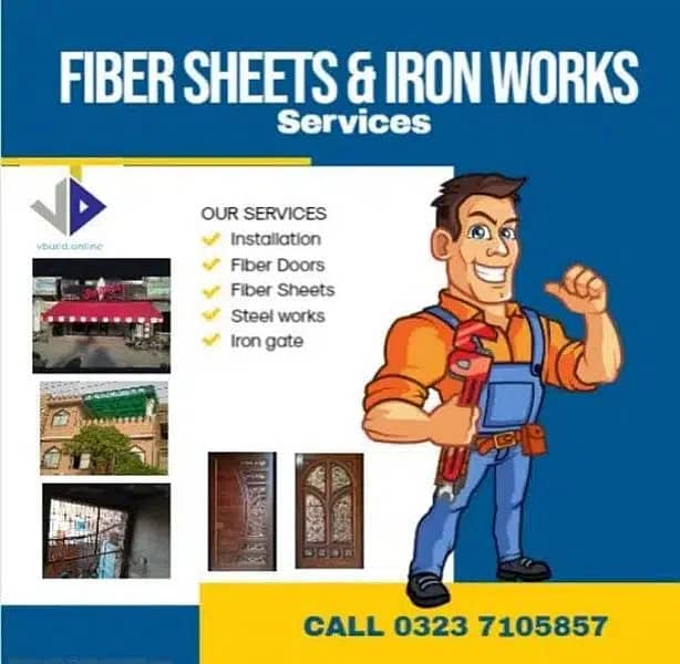Fiber glass door/ parking shed/ fiberglass work / fiber sheet 13