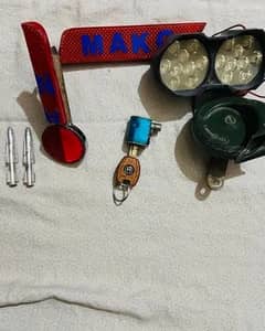 Bike parts, horn, LED light, reflector, side lock