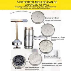 5 molds Stainless Steel Manual Noodle Pasta Maker Press Kitchen Tool M