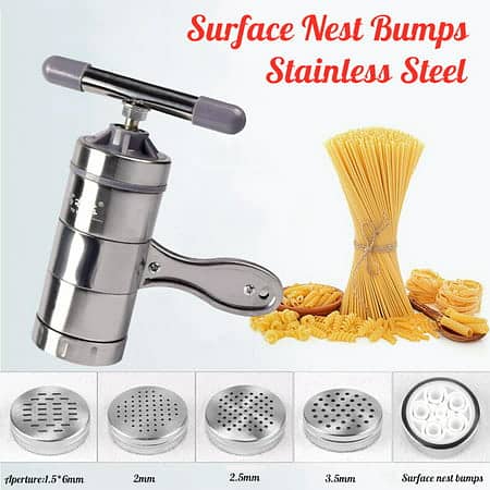 5 molds Stainless Steel Manual Noodle Pasta Maker Press Kitchen Tool M 2