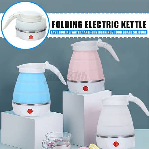 Foldable Portable Electric Kettle Travel Kettle Silicone, 5 Mins Heat 2