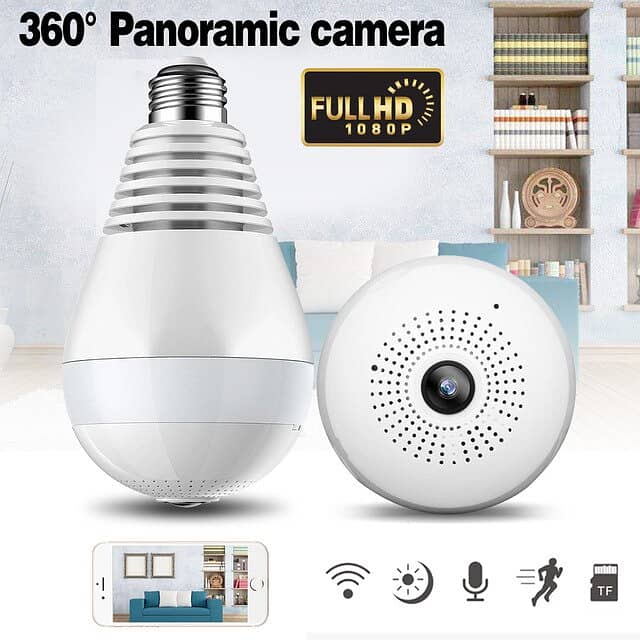 WiFi 1080P ptz bulb camera DUAL LENS 3 LENS 3